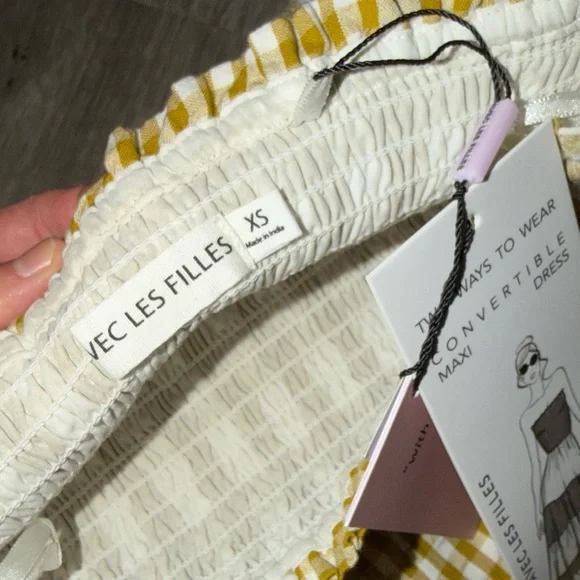 Avec Les Filles mixed print tiered cotton Gingham Maxi Skit - Picture 7 of 9